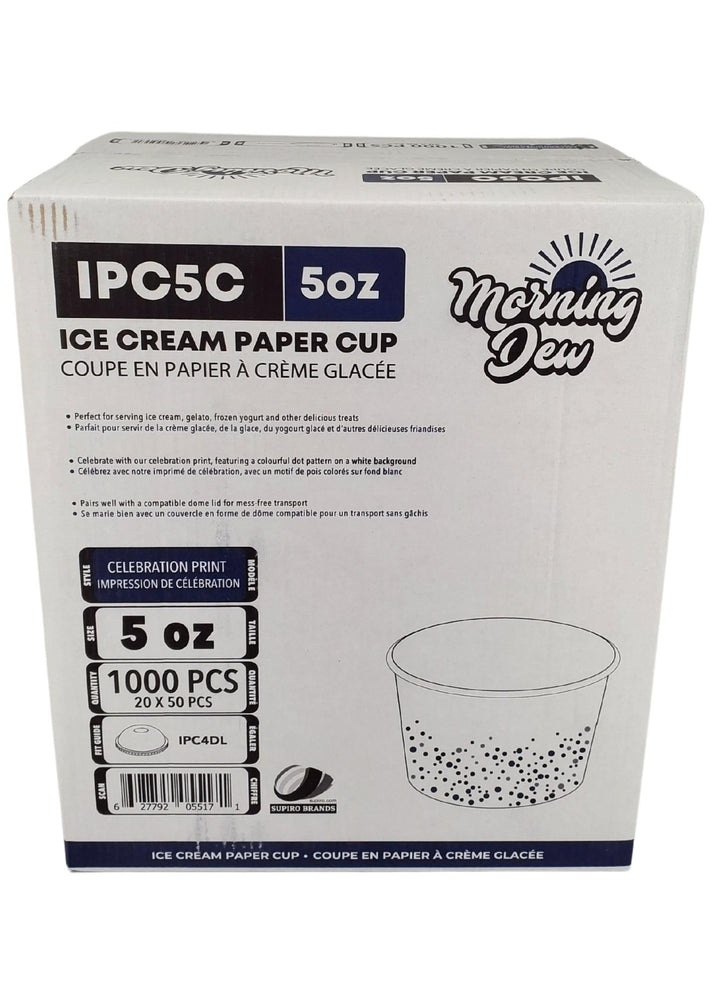 Morning Dew - Tasses à crème glacée en papier de 5 oz - Impression festive - 20 x 50 unités