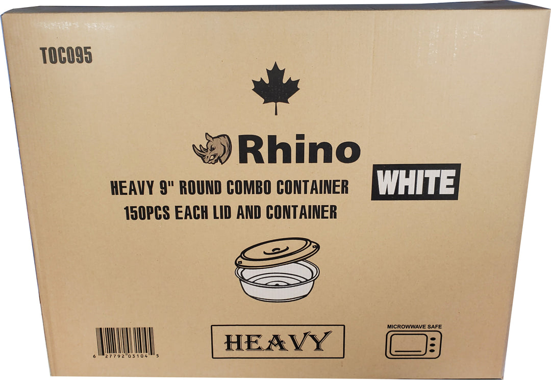 Rhino - Conteneur rond combiné de 9 pouces, modèle Heavy, blanc