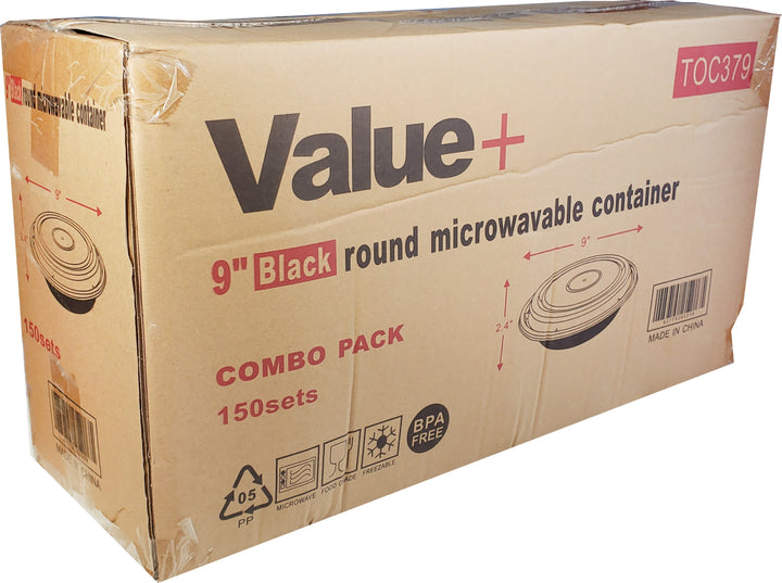 Value+ - Contenant rond en plastique blanc de 9 pouces
