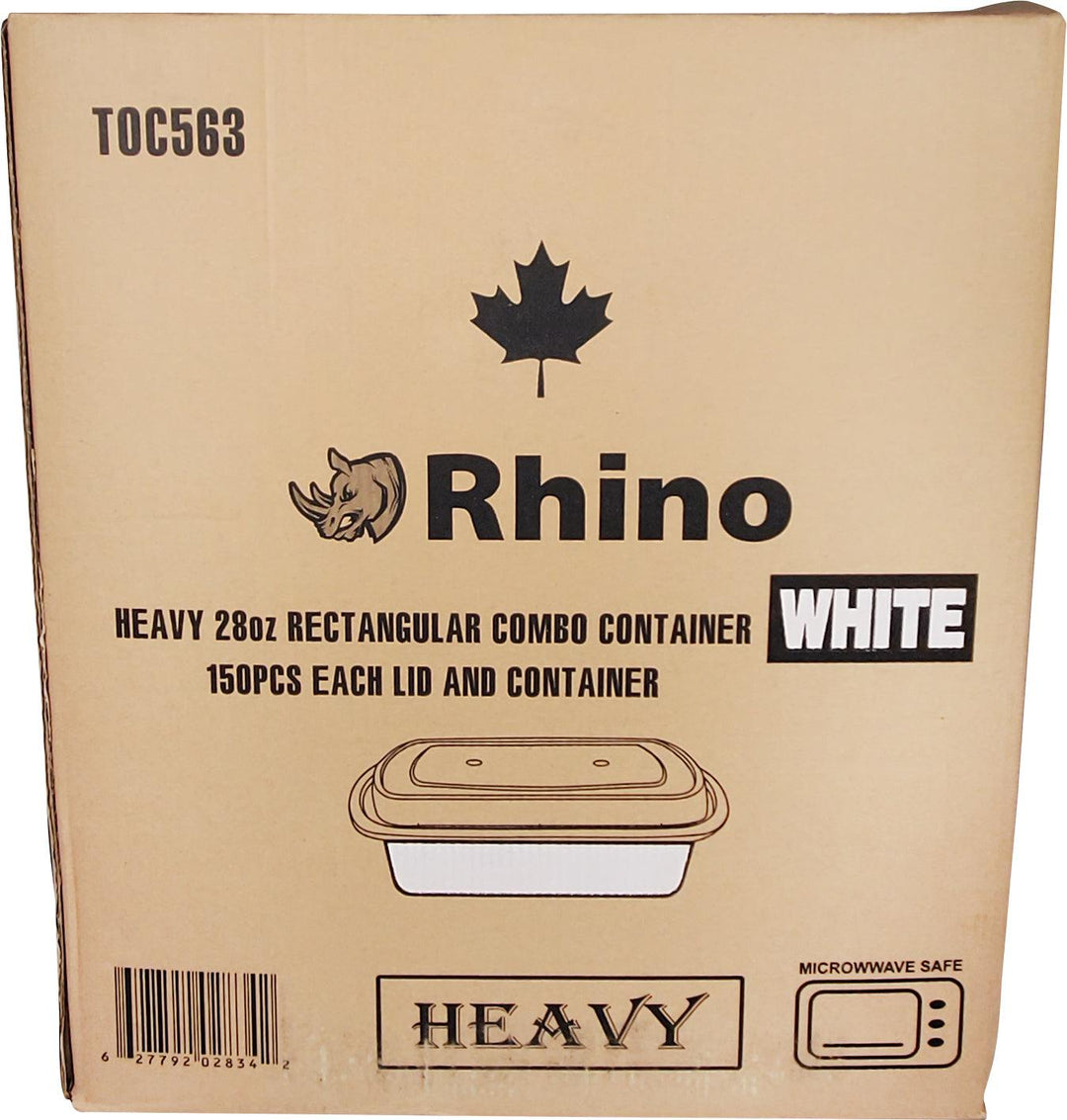 Rhino - Conteneur rectangulaire combiné robuste de 28 oz - Blanc