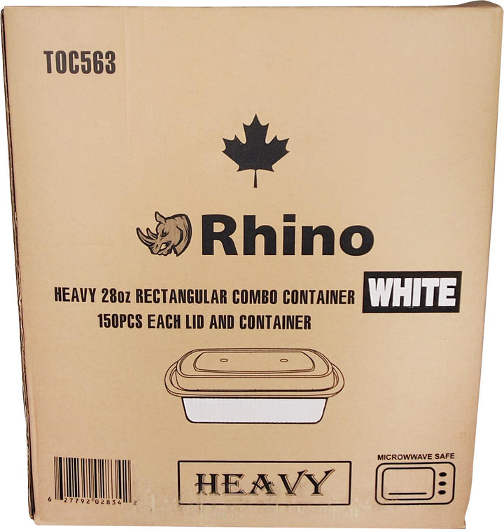 Rhino - Conteneur rectangulaire combiné robuste de 28 oz - Blanc