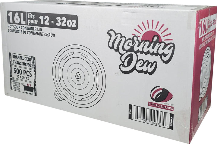 Morning Dew - Couvercles en plastique pour boîtes à soupe en papier de 12 à 32 oz - 10 x 50 unités