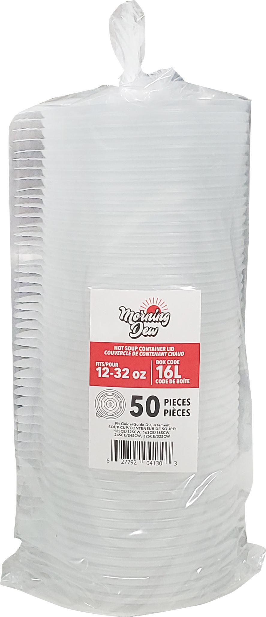 Morning Dew - Couvercles en plastique pour boîtes à soupe en papier de 12 à 32 oz - 10 x 50 unités