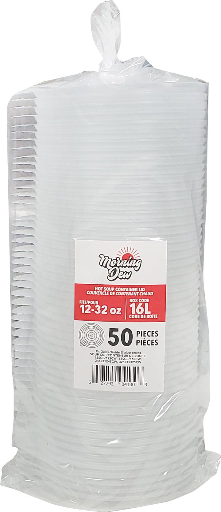 Morning Dew - Couvercles en plastique pour boîtes à soupe en papier de 12 à 32 oz - 10 x 50 unités