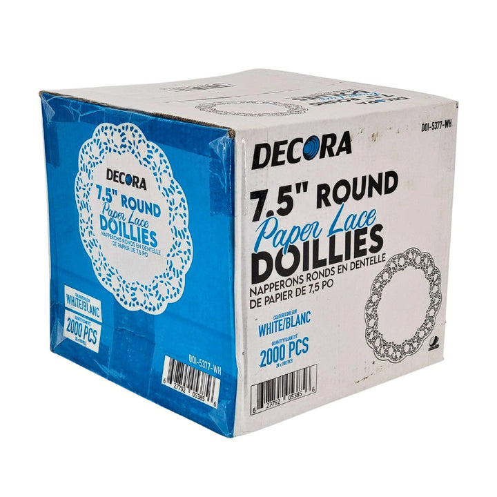 Decora - 7.5" Round Paper Lace Doillies, White - DOI-5377-WH