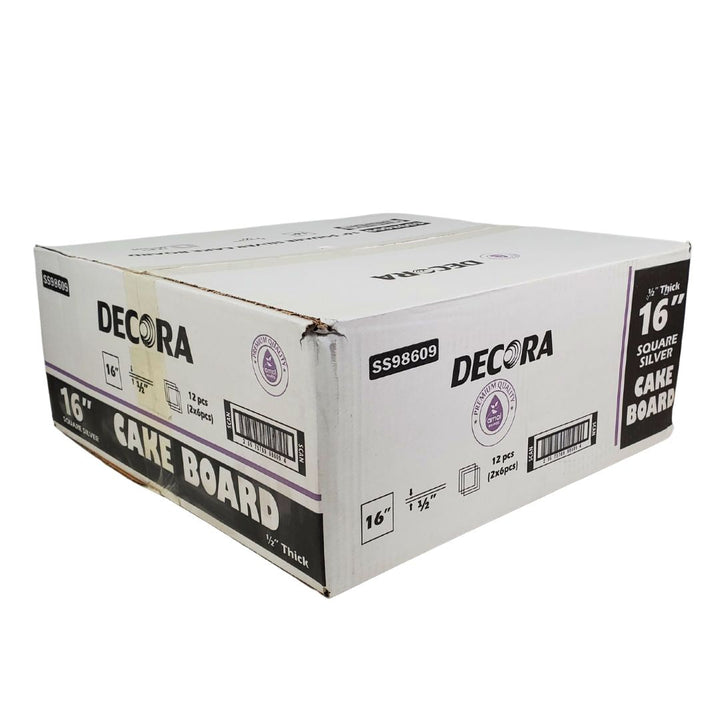 Decora - 16" 1/2" Square Cake Drum - Silver
