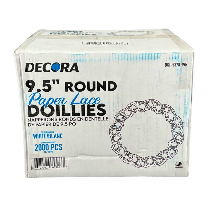 Decora - 9.5" Round Paper Lace Doillies, White - DOI-5378-WH