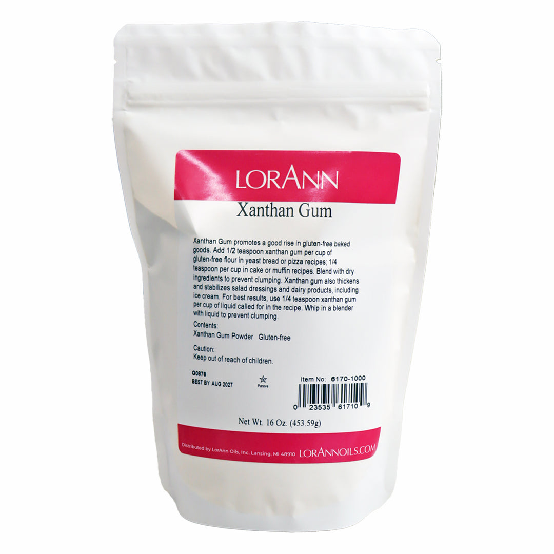 Xanthan Gum, A natural hydrocolloid used commercially in foods as a thickening agent and stabilizer.
