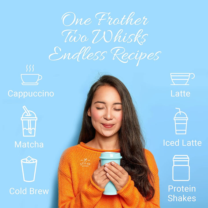 New Hand Mixer - Double Whisk Milk Frother & Drink Mixer - Twin Whisk - Hand Blender for Coffee, Electric Mixer for Milk, Matcha, Hot Chocolate, Cappuccino, Frappe, Whey Protein & More - Black