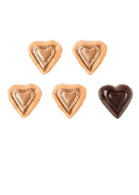 Dark Chocolate Hearts Bronze Foil Wrapped - 5 lbs - Foiled Bulk Chocolates - Candies and Confections - Canadian Distribution