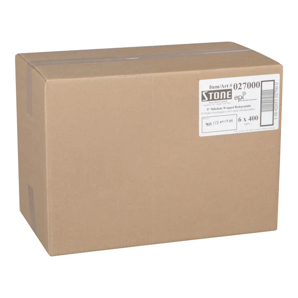 case of Milkshake White Wrapped 8in - MS Biodegradable Straws - 6 x 400 - Stone Straw - Canadian Distribution