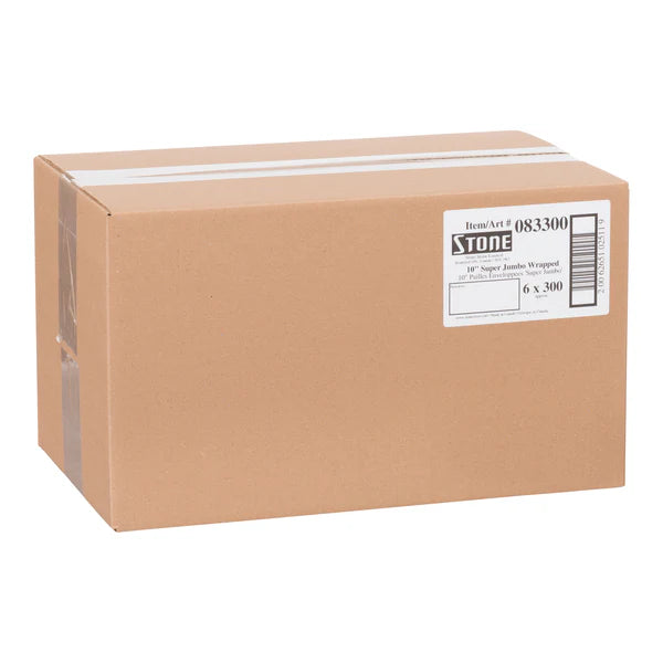 case of 10 inch Super Jumbo White Wrapped Straws - 6 x 300 - Stone Straw - Canadian Distribution