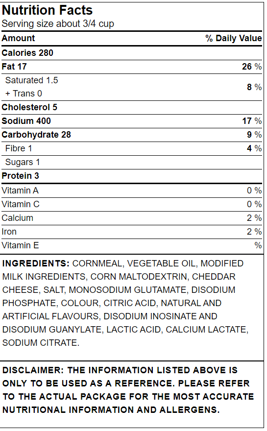 Nutritional Info Humpty Dumpty Cruncheez 42X50g