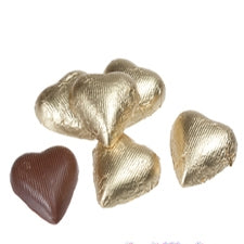 Milk Chocolate Hearts Gold Foiled - 5 lbs - Foiled Bulk Chocolates - Candies and Confections - Canadian Distribution