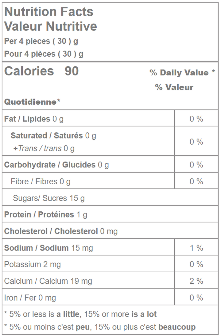 Gummy watermelon rings nutrition facts