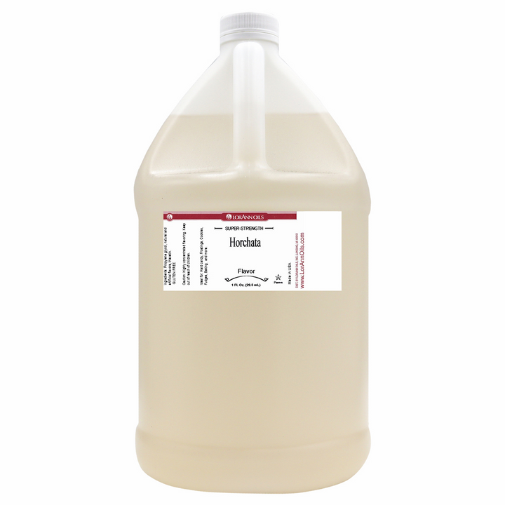 Gallon container of horchata flavor on a white background