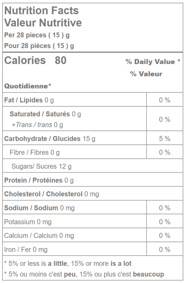 Mini Fruit Candy Mix nutrition facts