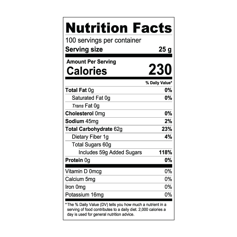 Dragon Fruit Fruit Syrup Nutritional Information