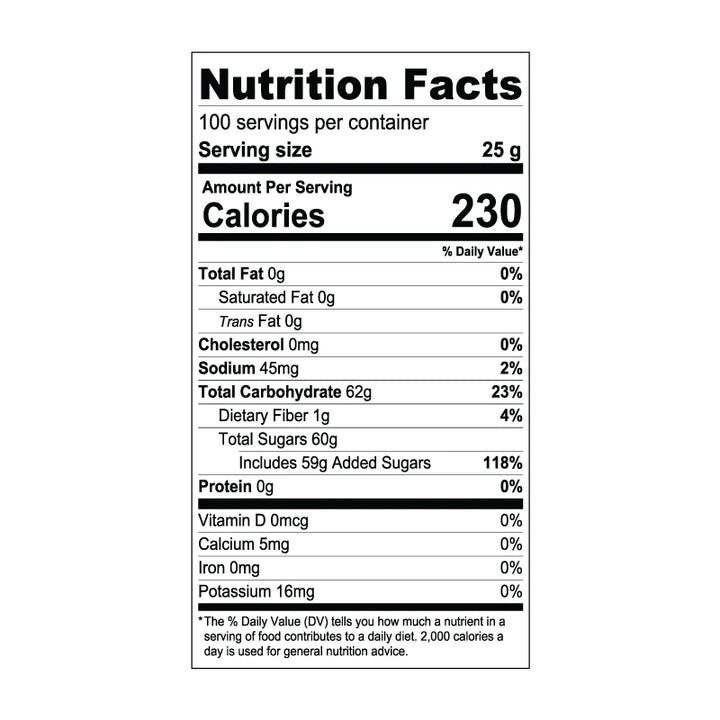 Dragon Fruit Fruit Syrup Nutritional Information