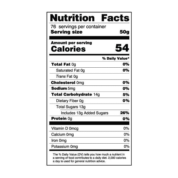 Green Apple Coconut Jelly Nutrition Facts 