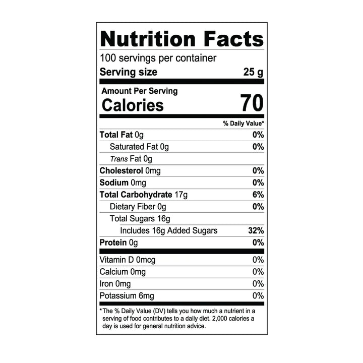 Mango Fruit Syrup Nutritional Information