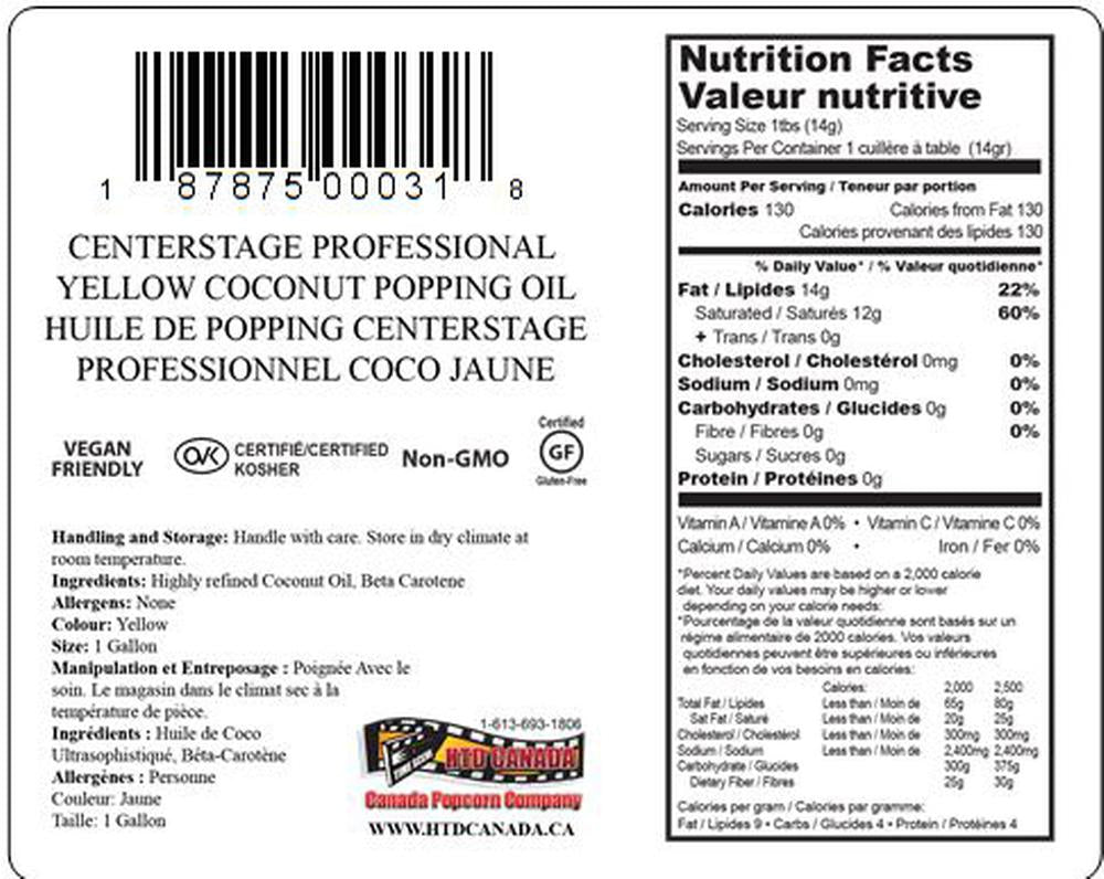 Professional Bulk Popcorn Oil - 4 x 1 Gallon