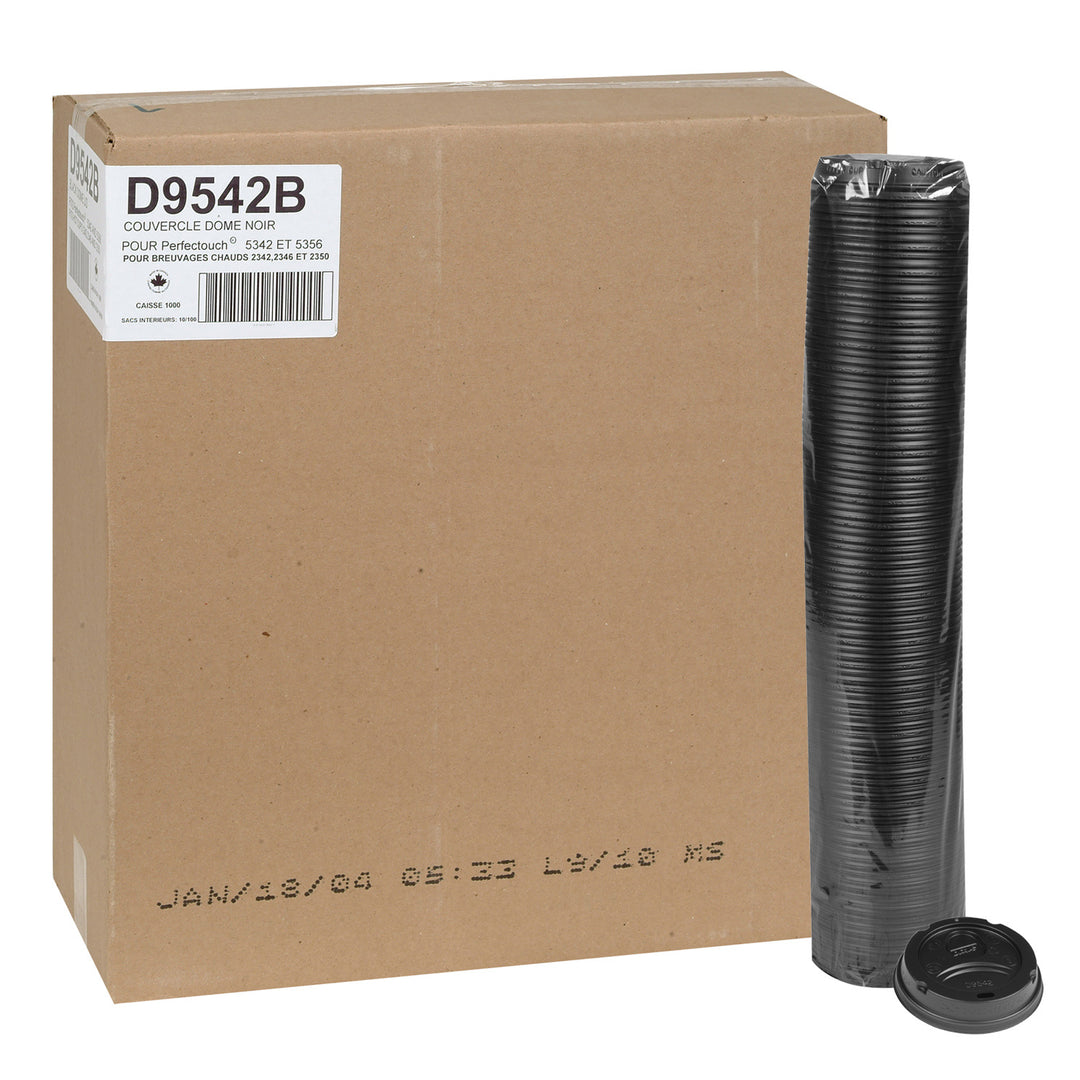 Couvercle en plastique transparent noir pour gobelets à café 12/16 oz - 10 x 100 unités - Dixie - Emballage et accessoires - Fournitures et équipement pour restaurants - Distribution canadienne