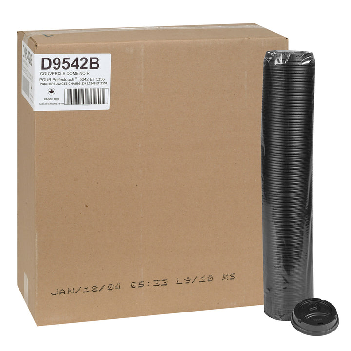 Couvercle en plastique transparent noir pour gobelets à café 12/16 oz - 10 x 100 unités - Dixie - Emballage et accessoires - Fournitures et équipement pour restaurants - Distribution canadienne
