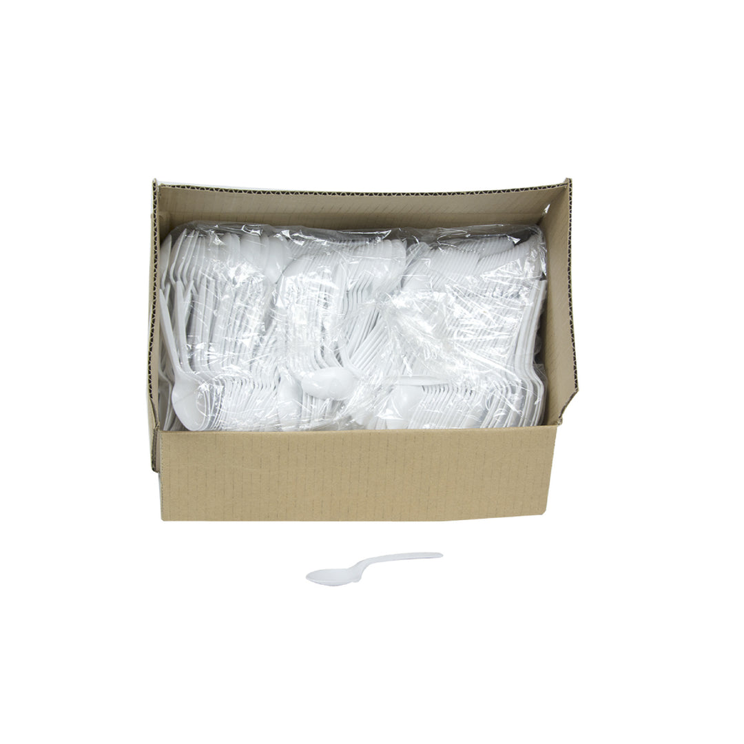 Spoon Plastic Polypropylene White Medium Weight - 1000 count - Prairie Packagi - Packaging and Accessories - Restaurant Supplies and Equipment - Canadian Distribution