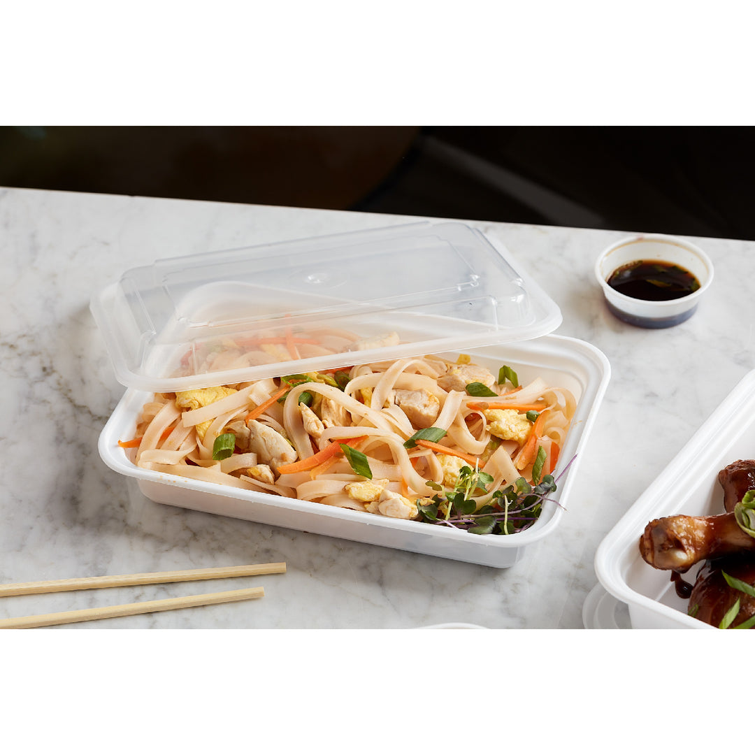 Récipient rectangulaire en plastique blanc avec couvercle - 150 x 38 oz - Versatainer - Emballage et accessoires - Fournitures et équipement pour restaurants - Distribution canadienne