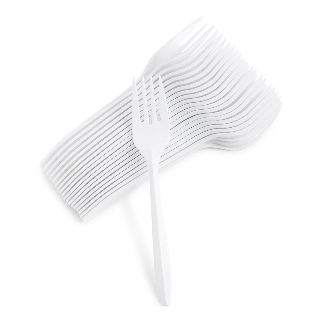 Fourchette en plastique polypropylène blanche, poids moyen - 1000 unités - Prairie Packagi - Emballage et accessoires - Fournitures et équipement pour restaurants - Distribution canadienne