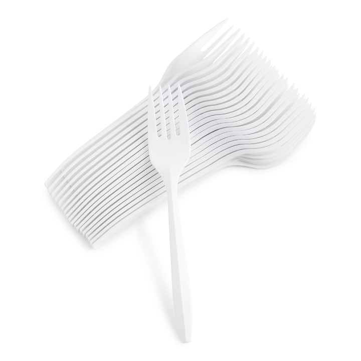 Fourchette en plastique polypropylène blanche, poids moyen - 1000 unités - Prairie Packagi - Emballage et accessoires - Fournitures et équipement pour restaurants - Distribution canadienne