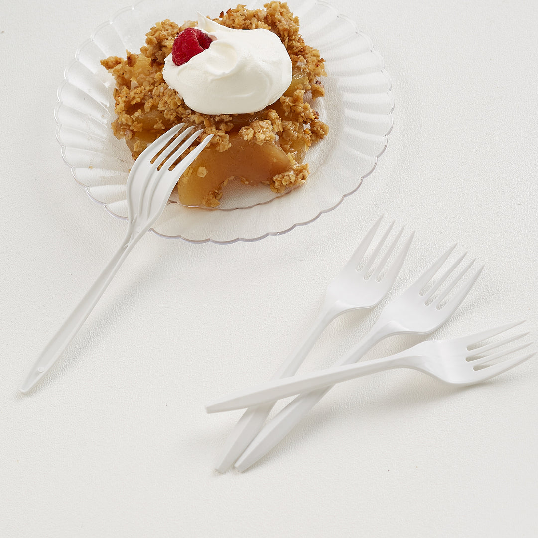 Fourchette en plastique polypropylène blanche, poids moyen - 1000 unités - Prairie Packagi - Emballage et accessoires - Fournitures et équipement pour restaurants - Distribution canadienne