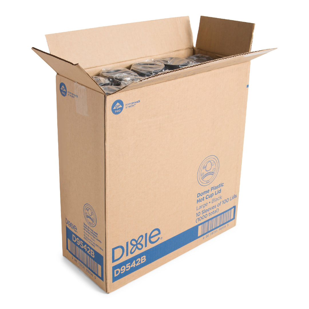 Couvercle en plastique transparent noir pour gobelets à café 12/16 oz - 10 x 100 unités - Dixie - Emballage et accessoires - Fournitures et équipement pour restaurants - Distribution canadienne