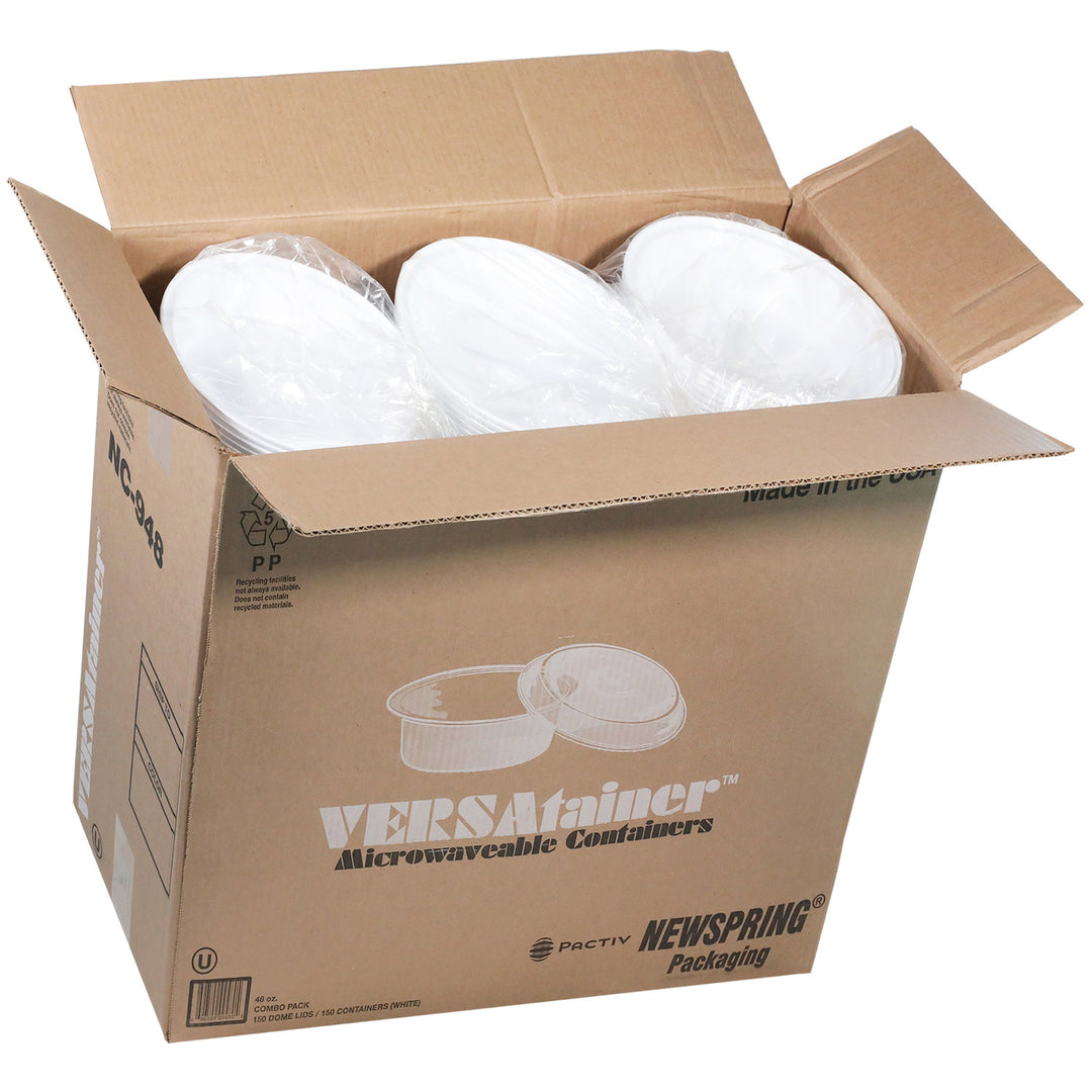Récipient rond en plastique blanc avec couvercle - 150 x 48 oz - Versatainer - Emballage et accessoires - Fournitures et équipement pour restaurants - Distribution canadienne