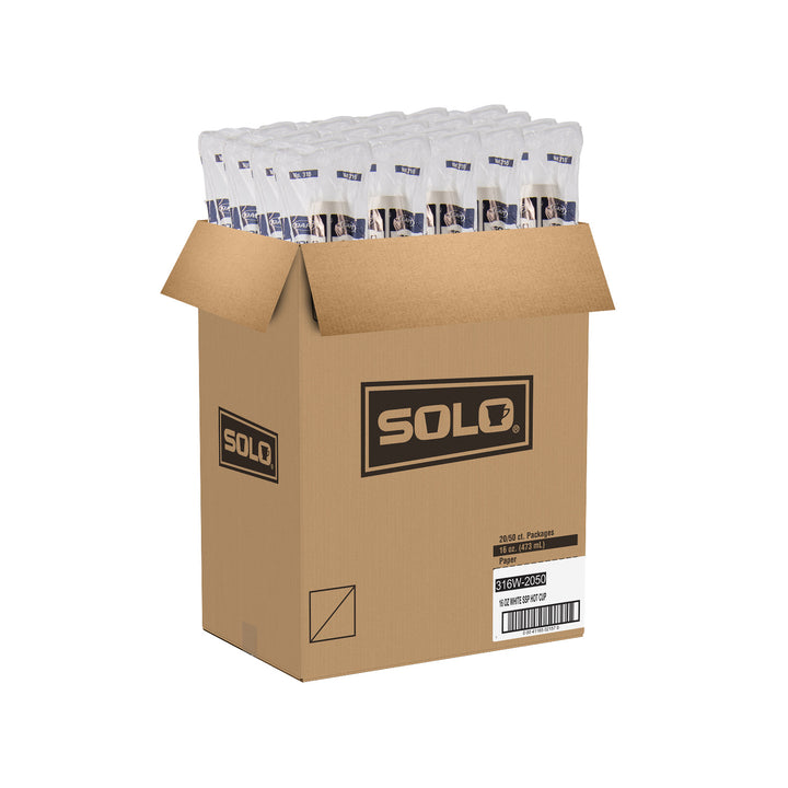 Tasses en papier blanc pour boissons chaudes, 16 oz - 20 x 50 unités - Solo Cup - Emballage et accessoires - Fournitures et équipement pour restaurants - Distribution canadienne