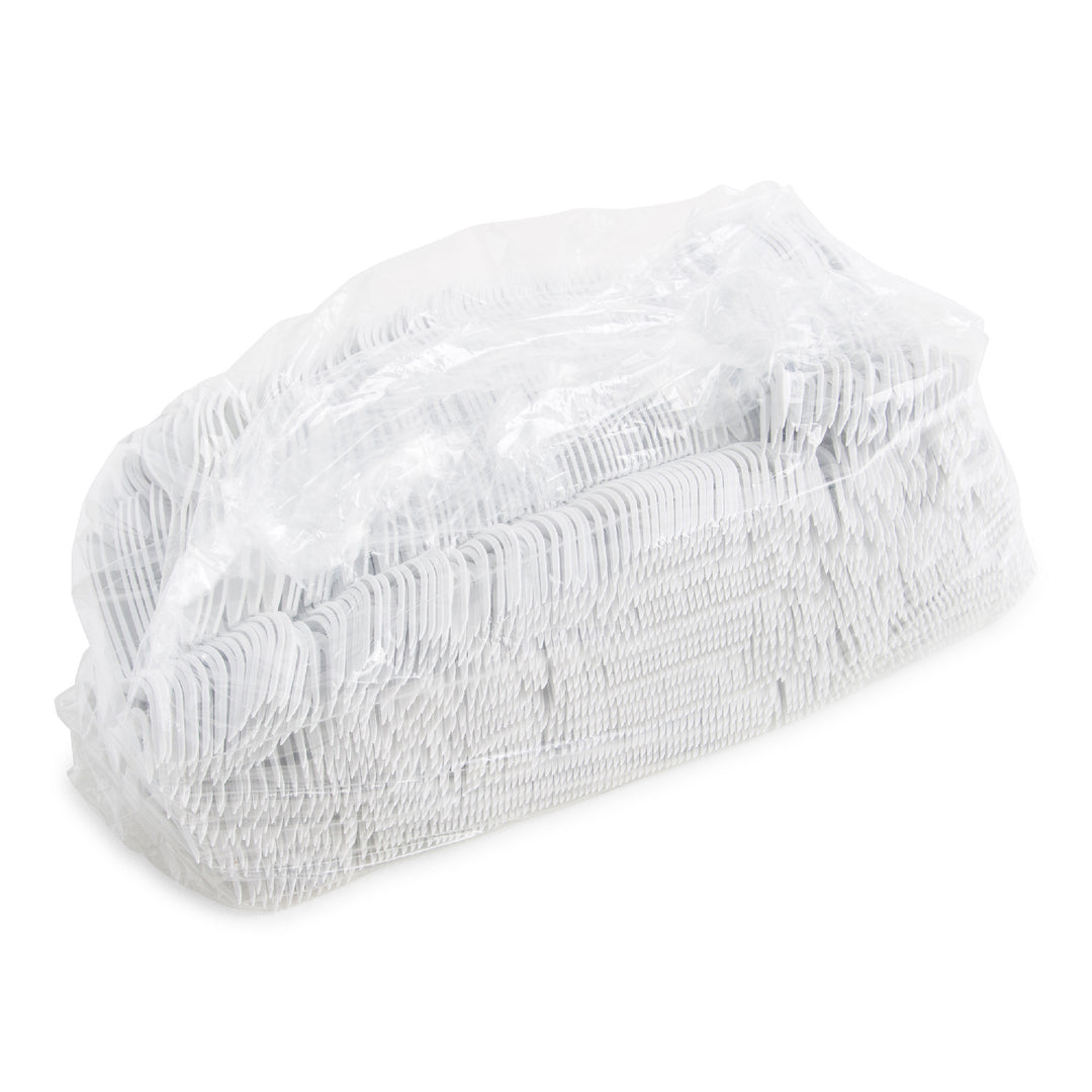Fourchette en plastique polypropylène blanche, poids moyen - 1000 unités - Prairie Packagi - Emballage et accessoires - Fournitures et équipement pour restaurants - Distribution canadienne