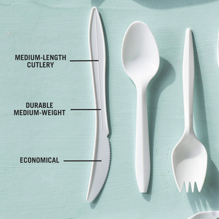 Couteaux en plastique polypropylène blanc, poids moyen - 1000 unités - Prairie Packaging - Emballage et accessoires - Fournitures et équipement pour restaurants - Distribution canadienne