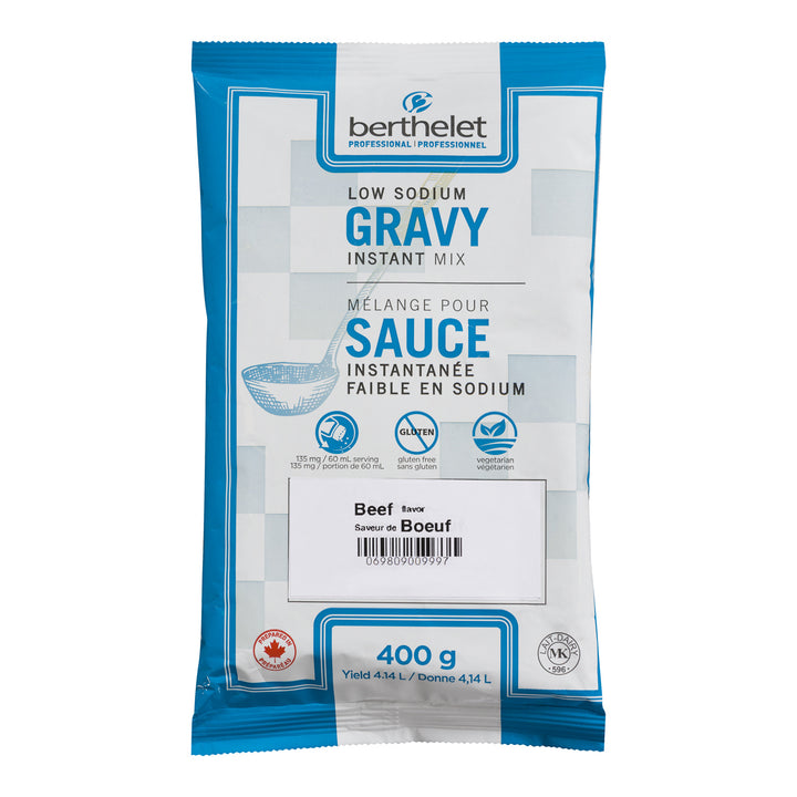 Mix Gravy Beef Low-Sodium Instant - 6 x 400 g - Berthel Profess - Restaurant and Foodservice Ingredients - Canadian Distribution