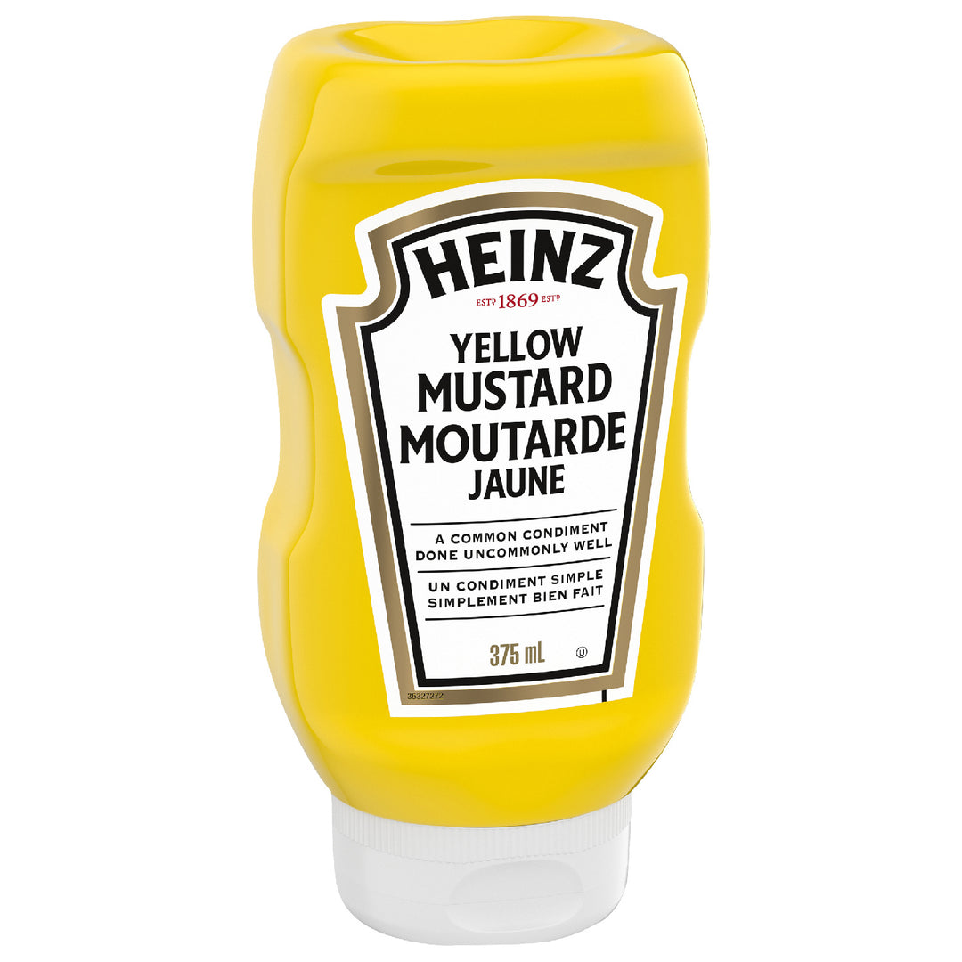 Mustard Yellow Upside Down Bottle - 24 x 375 mL - Heinz - Restaurant and Foodservice Ingredients - Canadian Distribution