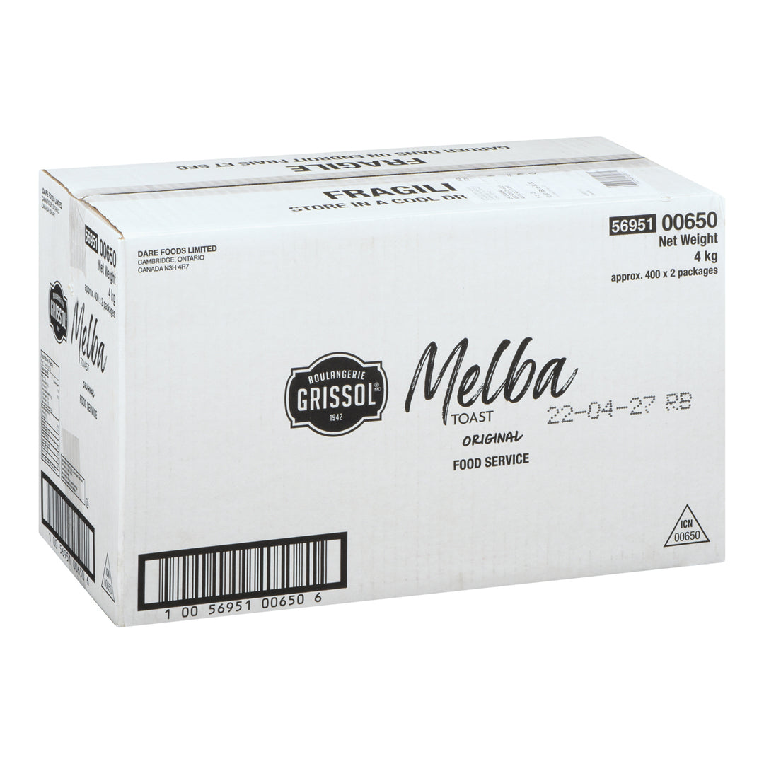 Cracker Melba Toast Portion Control - 400 x 2 unités - Grissol - Ingrédients pour restaurants et services de restauration - Distribution canadienne