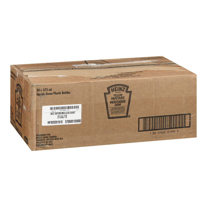 Bouteille de moutarde jaune à l'envers - 24 x 375 mL - Heinz - Ingrédients pour restaurants et services de restauration - Distribution canadienne
