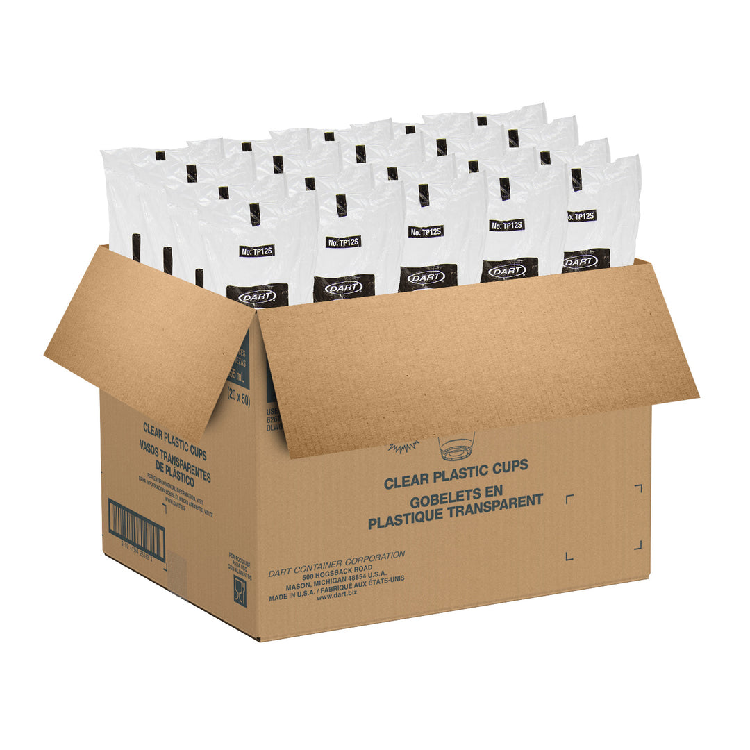 Bouteille en plastique transparente 12 oz, forme basse - 20 x 50 unités - Conteneur pour fléchettes - Emballage et accessoires - Fournitures et équipement pour restaurants - Distribution canadienne