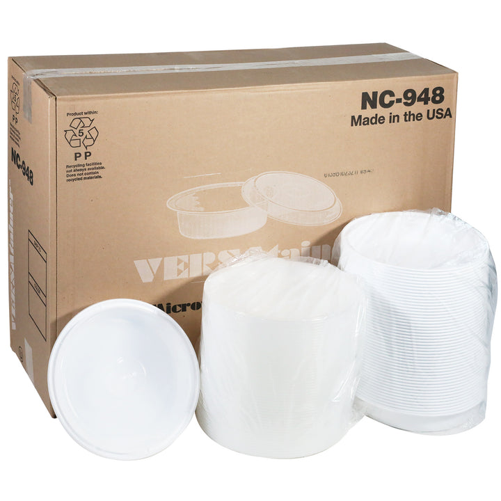 Récipient rond en plastique blanc avec couvercle - 150 x 48 oz - Versatainer - Emballage et accessoires - Fournitures et équipement pour restaurants - Distribution canadienne