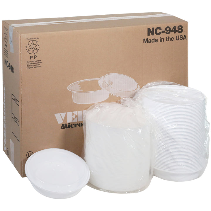 Récipient rond en plastique blanc avec couvercle - 150 x 48 oz - Versatainer - Emballage et accessoires - Fournitures et équipement pour restaurants - Distribution canadienne