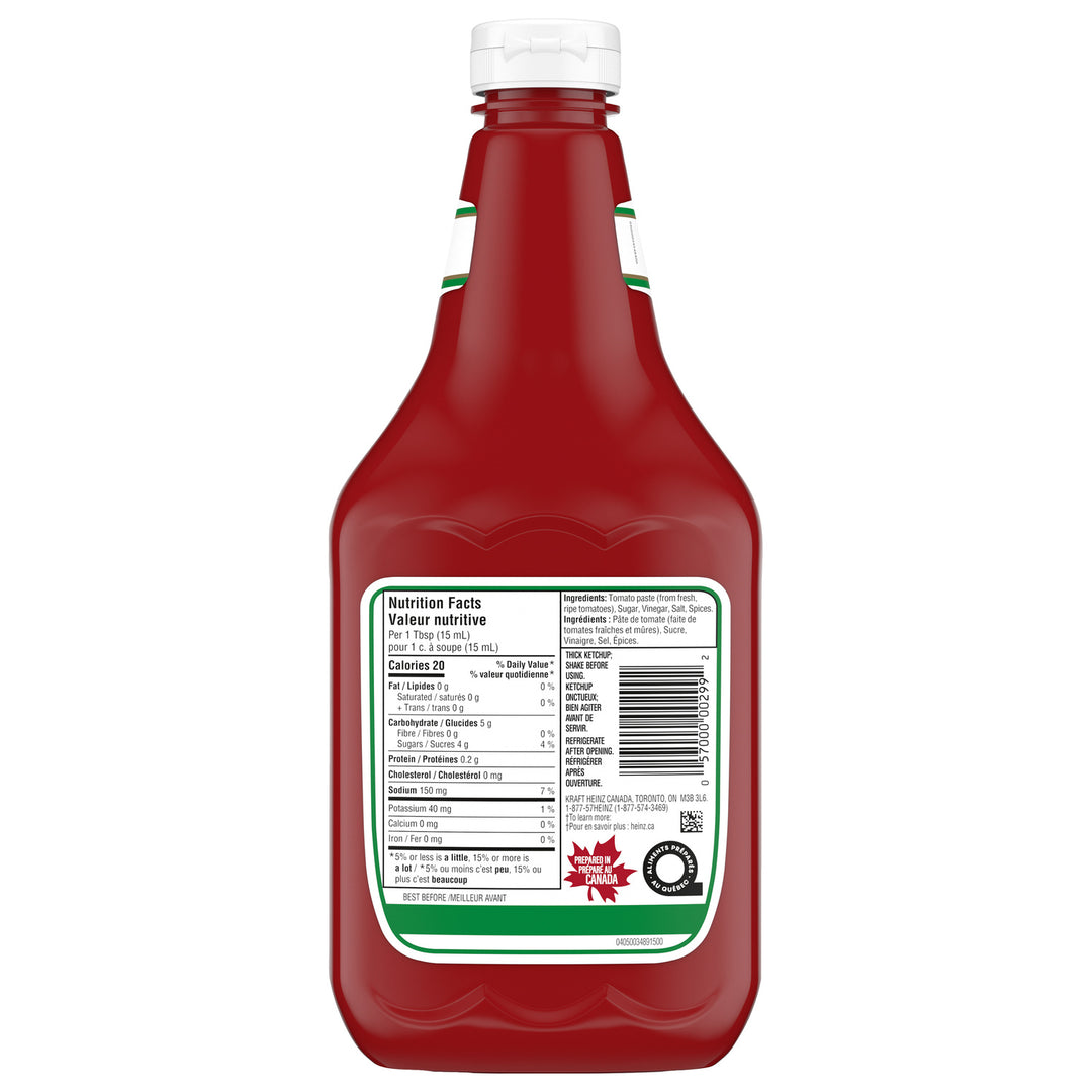 Bouteille de ketchup à presser - 12 x 1 L - Heinz - Ingrédients pour restaurants et services de restauration - Distribution canadienne