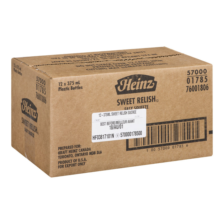 Relish Green Upside Down Bottle - 12 x 375 mL - Heinz - Ingrédients pour restaurants et services de restauration - Distribution canadienne