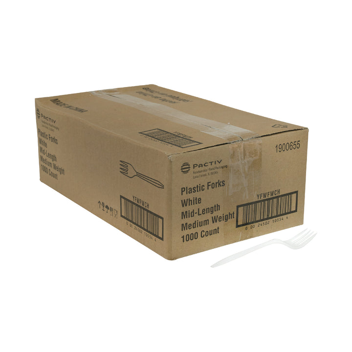Fourchette en plastique polypropylène blanche, poids moyen - 1000 unités - Prairie Packagi - Emballage et accessoires - Fournitures et équipement pour restaurants - Distribution canadienne
