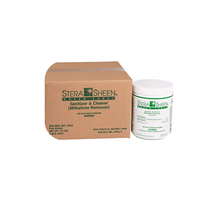 Stera-Sheen Green Label Sanitizer and Cleaner for Ice Cream Machines, Frozen Beverage Machines, Kitchen Equipment and more! 4 lbs Jar,  Case 4 x 4lbs Jars. - Canada Distribution