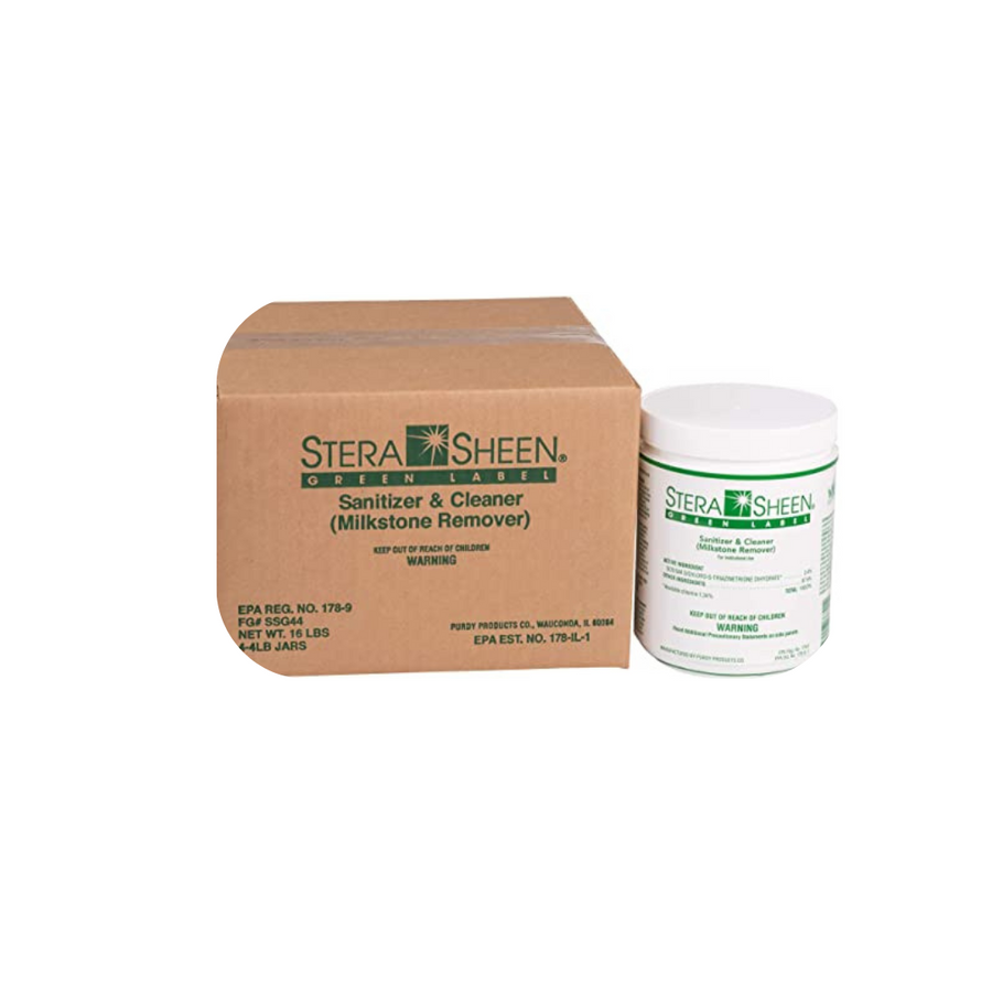 Stera-Sheen Green Label Sanitizer and Cleaner for Ice Cream Machines, Frozen Beverage Machines, Kitchen Equipment and more! 4 lbs Jar,  Case 4 x 4lbs Jars. - Canada Distribution